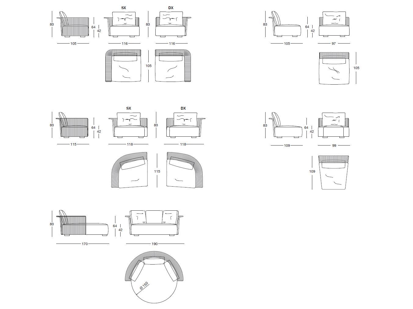 Тканевый угловой съемный садовый стул Longhi курорт ARCH-00064940 - Вид №3