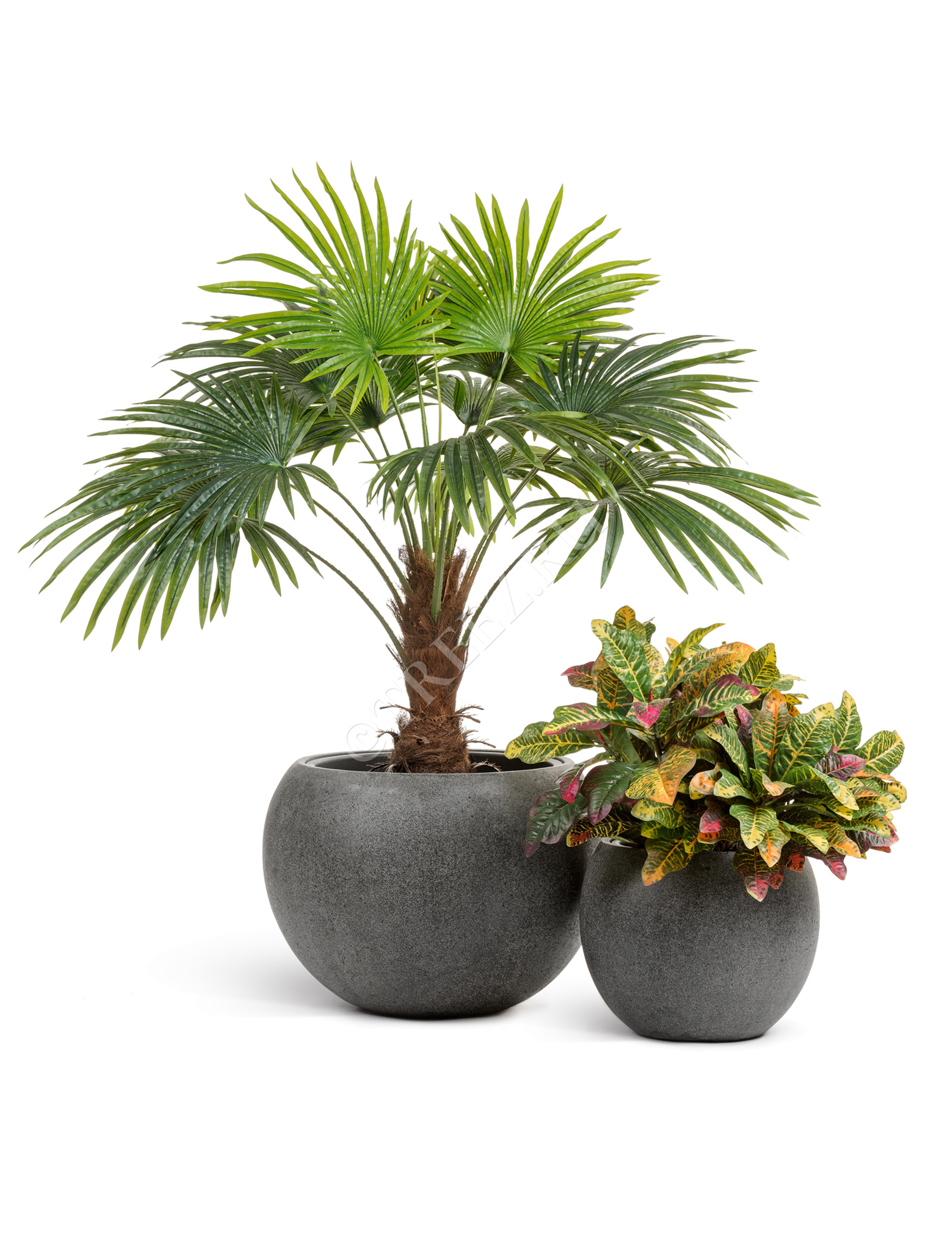 41.3319-01-025-GR-60 Кашпо  Effectory - серия Stone - Большая полусфера - Тёмно-серый камень Цветочная коллекция  - Вид №7