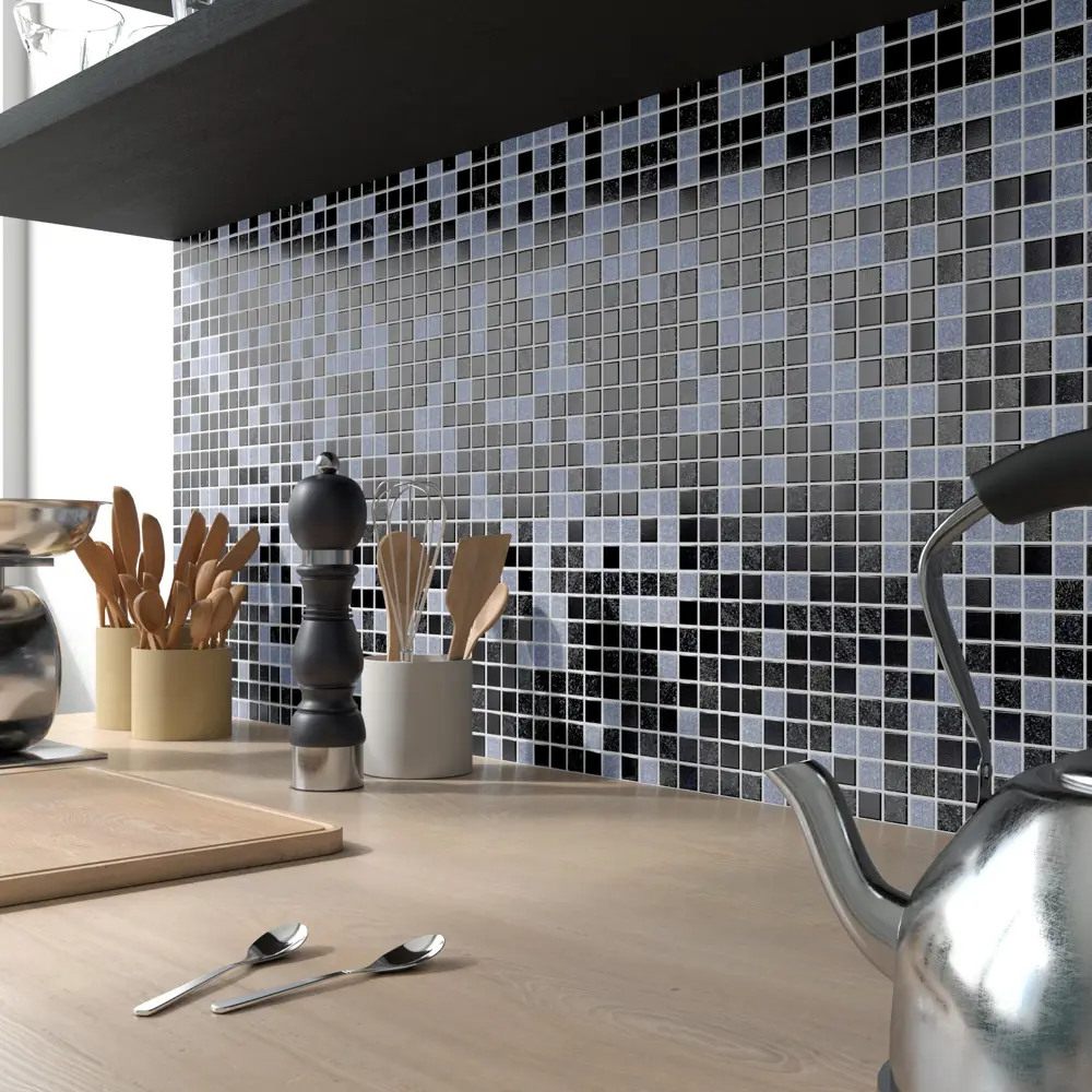 Мозаика Kreaforta черно-серая для интерьера и экстерьера 32.7×32.7 см 89400886 STLM-1572941 - Вид №6