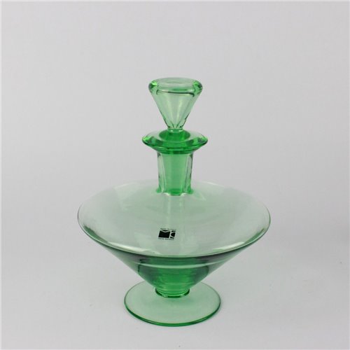 1751 ORIGINALMURANOGLASS Зелёный сосуд с пробкой - Carlo Moretti - муранское стекло 9 см  - Вид №1