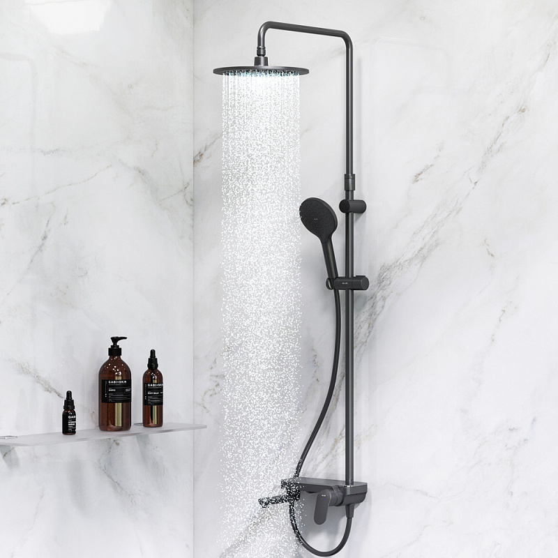 F0780722 душ.система: см-ль-полка д/ванны/душа душ.штанга 1030-1460мм верхний душ 220 мм ру AM.PM Like