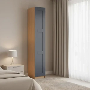 Шкаф распашной Реймс серый с  2 полками, штангой и 3 ящиками 40х232,2х54,5 ЛДСП каркас дуб комано