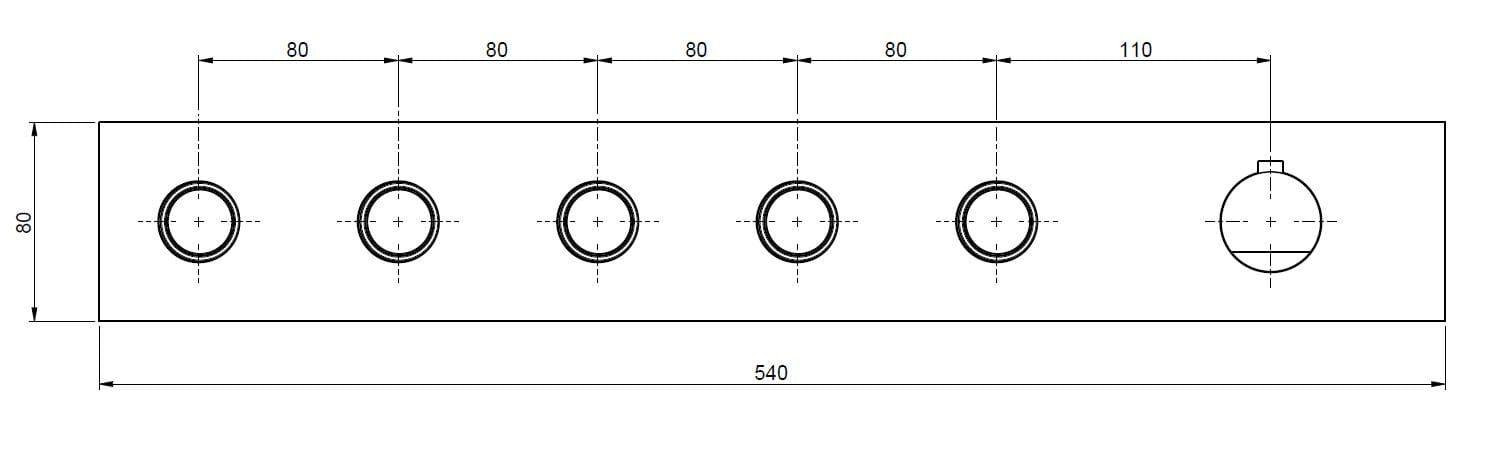 Термостатический смеситель для душа с 6 отверстиями из нержавеющей стали Rubinetterie Frattini Borgia ARCH-00101566 - Вид №2