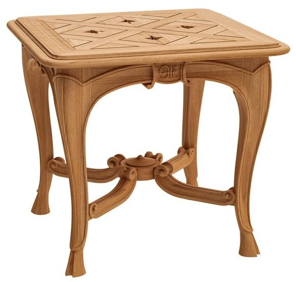 ASTELLO Квадратный садовый журнальный столик из тика Fleur de lys sun-id-1511459 - Вид №1