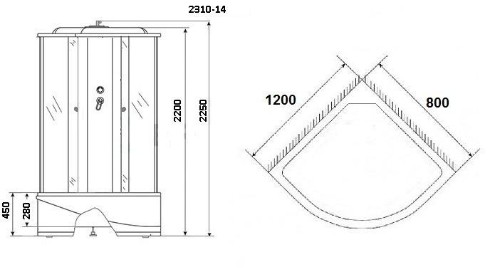 Душевая кабина NG- 2310-14R (1200х800х2150) высокий поддон(45см) стекло МАТОВОЕ Niagara Classic 23101424R - Вид №1