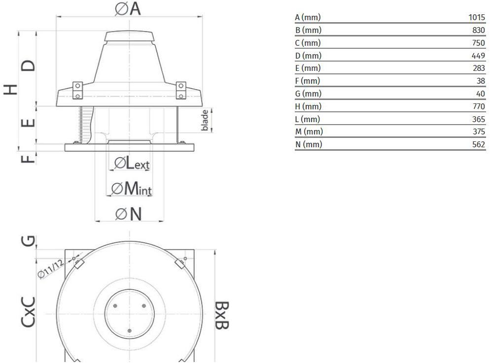 Vortice Центробежный крышный вентилятор для удаления горячего дыма Torrette tr-ed 15082 - Вид №1