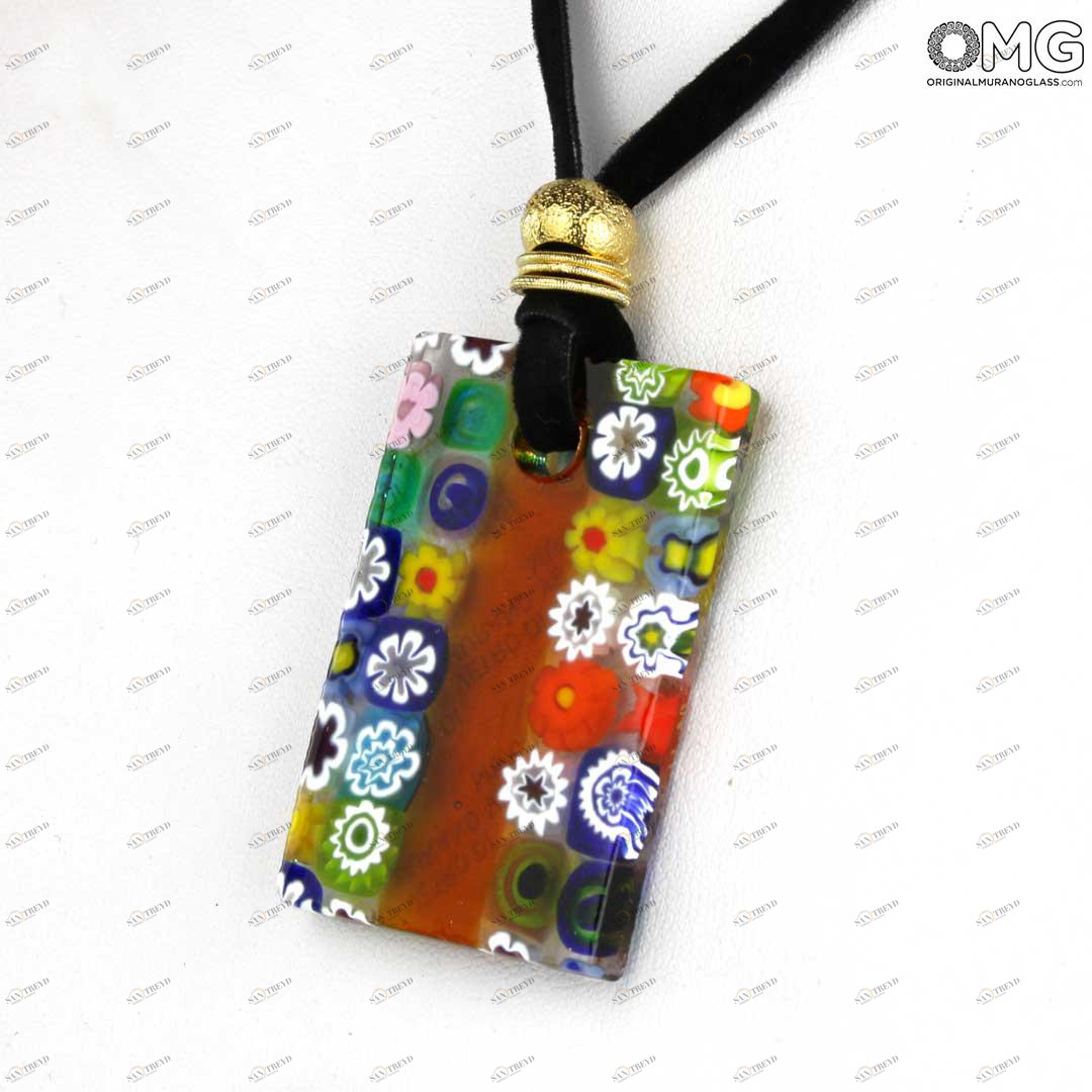 3671 ORIGINALMURANOGLASS Разноцветная мозаичная подвеска - муранское стекло OMG 40 см 
