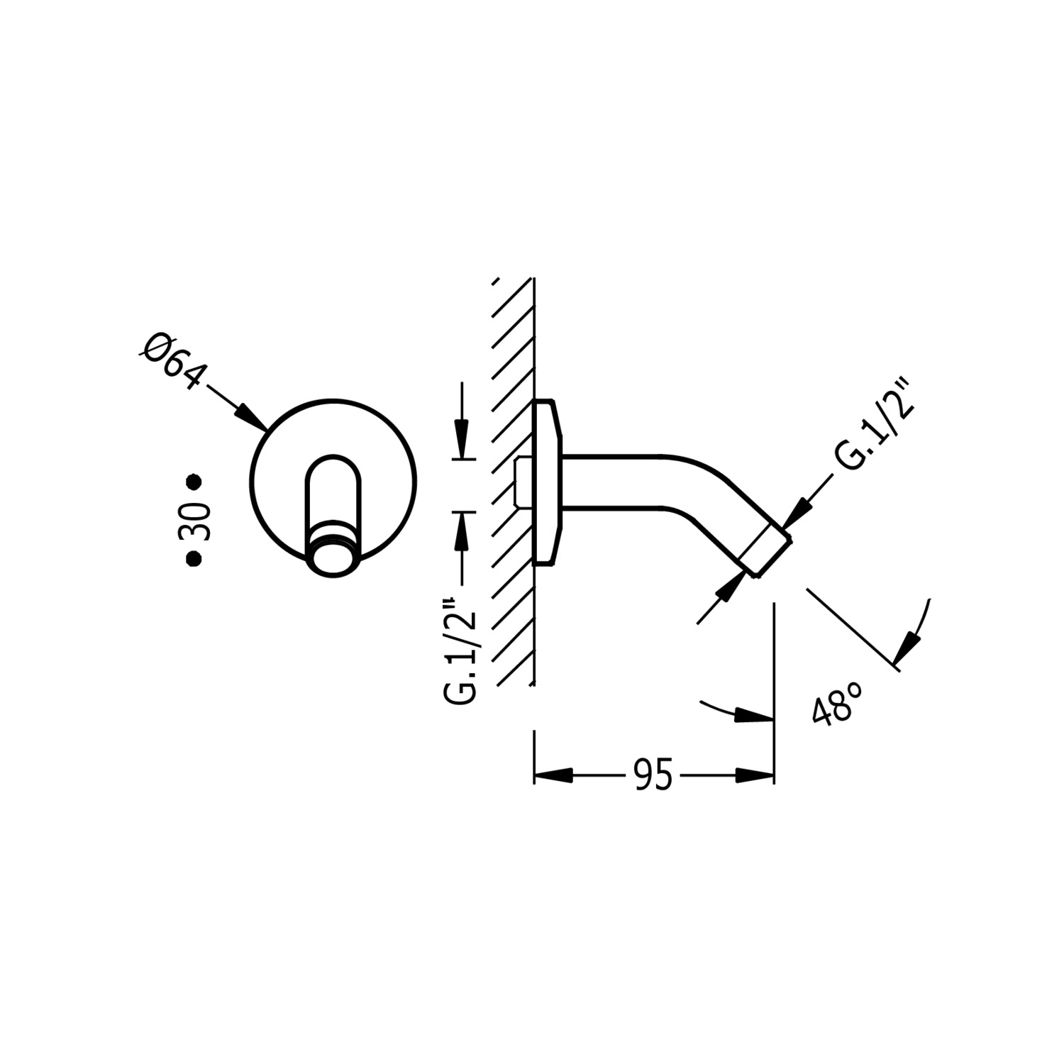 Настенный кронштейн для душевой лейки-13473850 TRES Showers - Вид №1