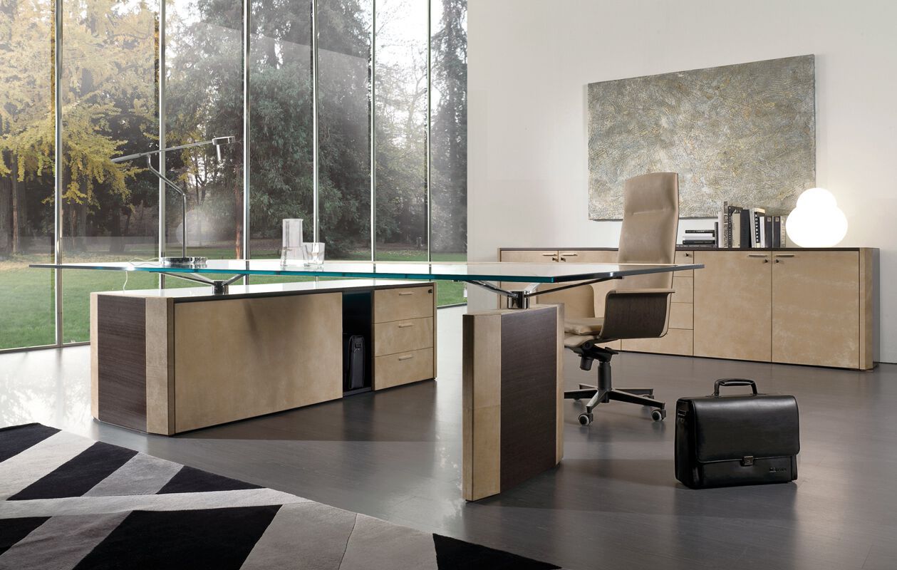 Стеклянный направленный угловой стол с ящиками i 4 Mariani De_Symetria ARCH-00065663 - Вид №3