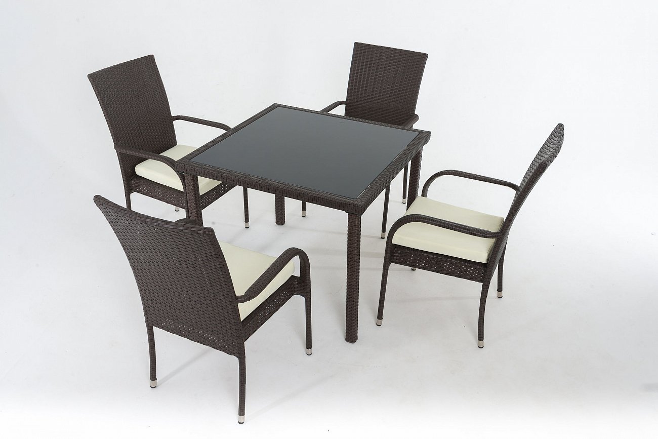 Обеденная группа со столом на 4 персоны темно-коричневый Forest VINOTTI  00-3885128 Коричневый  - Вид №1