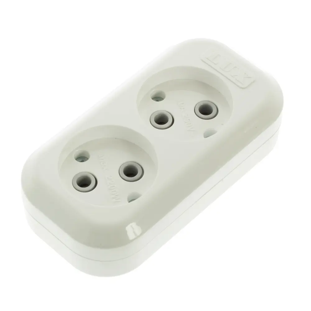 Колодка без заземления Lux 2 розетки 10А 16186313 STLM-2136007 