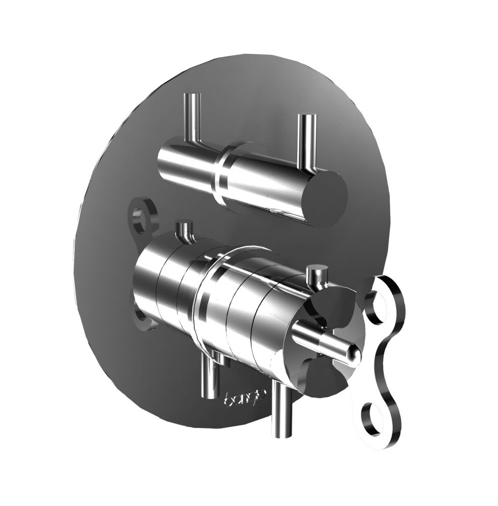 63569/3 Коаксиальный встроенный термостатический смеситель с механическим переключателем на 3 направления. Bongio Acquacarica