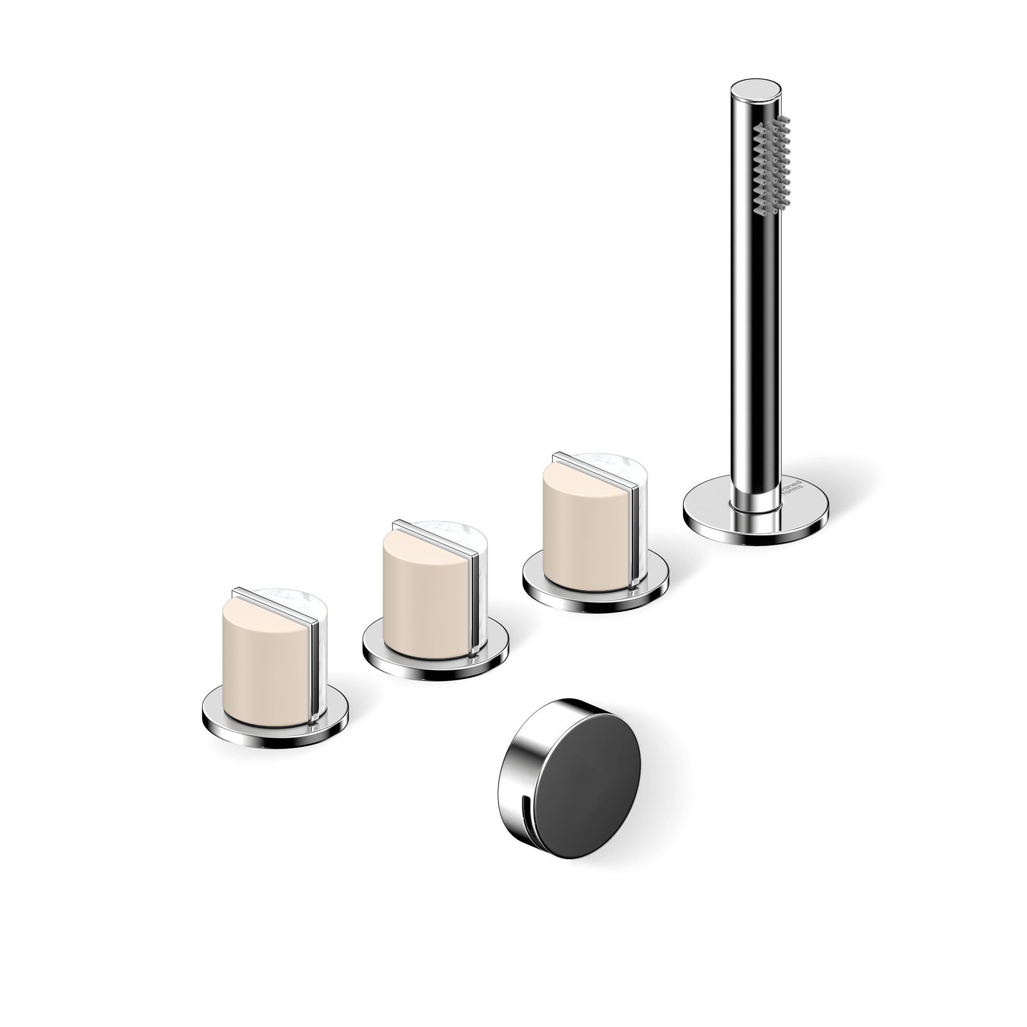 Утопленный набор для ванны с 4 отверстиями и ручным душем Varied Forms Macaron ARCH-00150419 - Вид №9