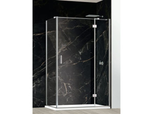 Угловая душевая кабина из хрусталя с распашной дверью