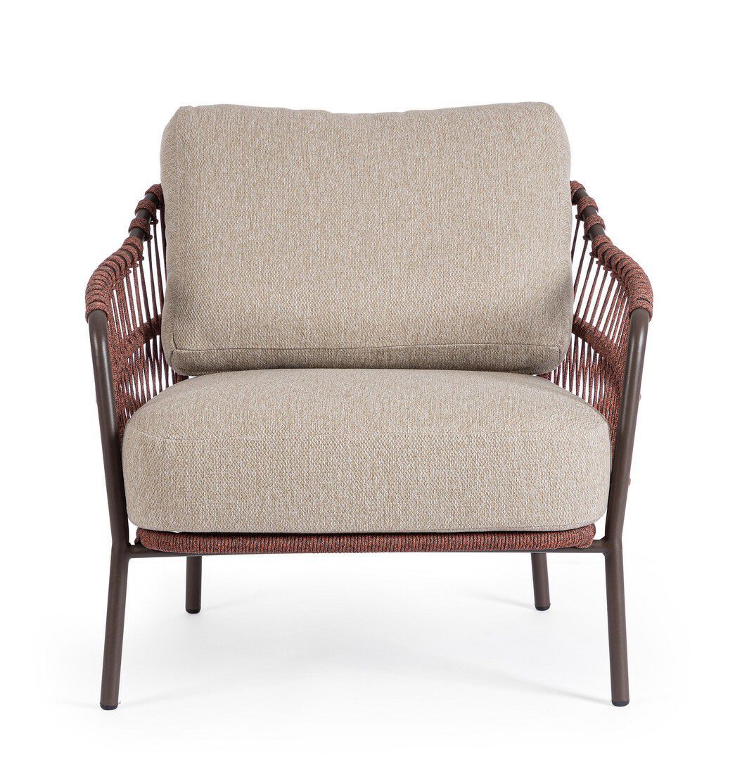 Веревочное и тканевое садовое кресло с подлокотниками BIZZOTTO Talaia ARCH-00134743