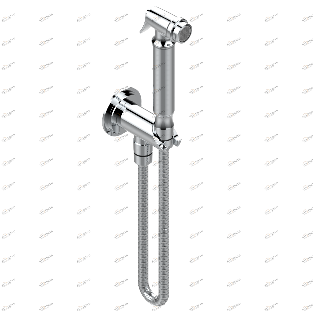 G2K-5840/9 Комплект для гигиенического душа: лейка с клапаном, усиленный шланг 1,25м и вывод для шланга со встроенным защитным остановом Thg-paris Faubourg - белый фарфор Хром G2K 5840/9 A02 CAT.A