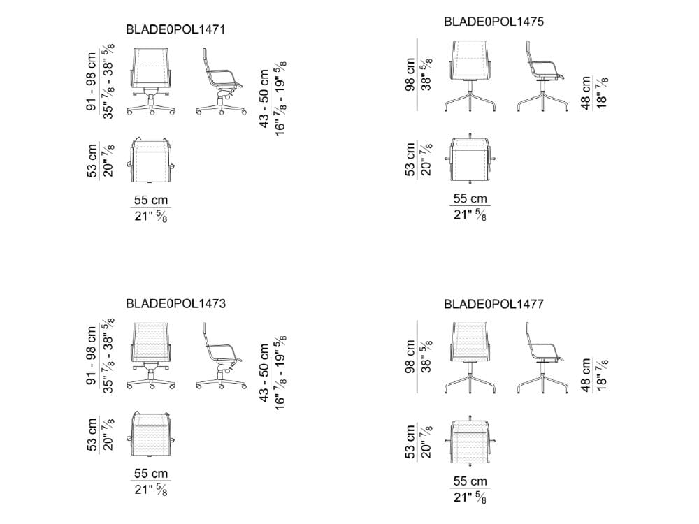 Кожаное вращающееся офисное кресло с колесами i 4 Mariani ARCH-00062682 - Вид №5