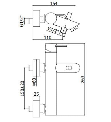 Смеситель для ванны / душа на открытом воздухе RUBINETTERIA PAFFONI Joker ARCH-00126531 - Вид №2