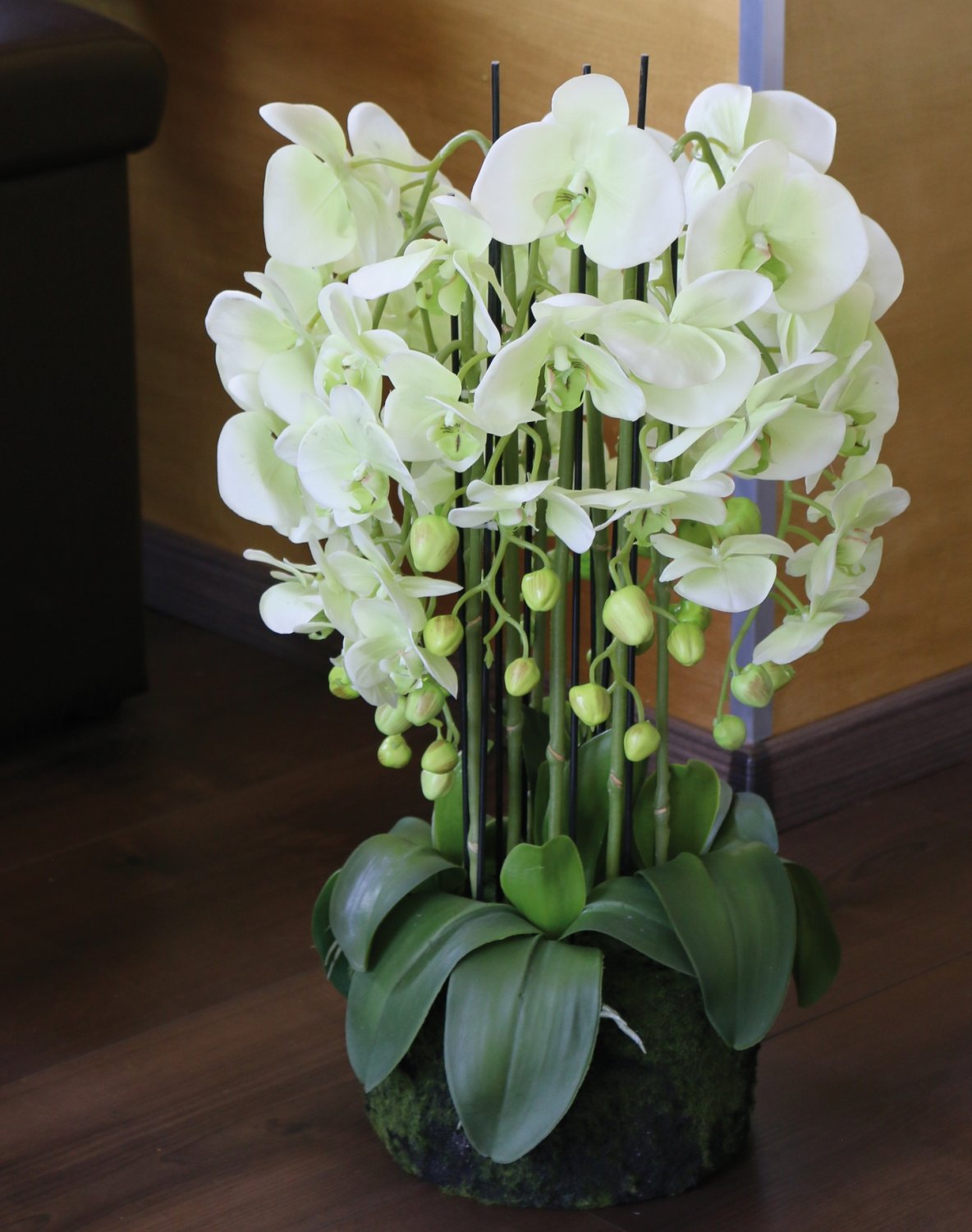 2861 788 a3 Пластиковая орхидея Phalaenopsis с 'почвой', 9-кратная, 70 см, real touch, бежево-зеленая H-andreas  - Вид №6