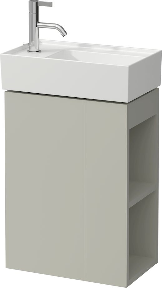 H4075170336421 Шкафчик под раковину с 1 стеклянной полочкой, дверца, крепление на петли слева, открытая полочка справа, для раковин с полочкой для смесителя слева 815335 LAUFEN PRO - Вид №1