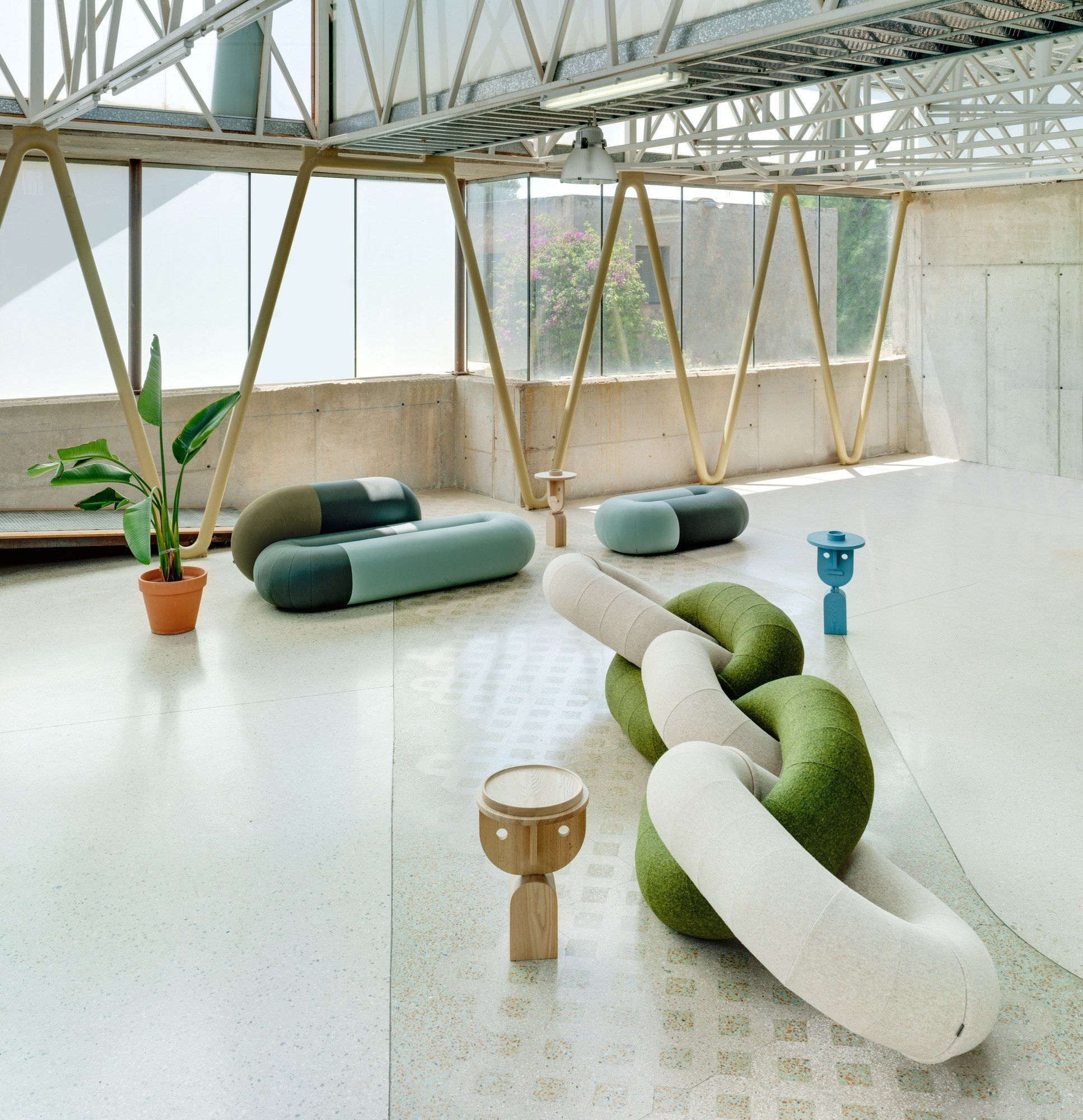 Овальный пуф из ткани SANCAL петля ARCH-00133361 - Вид №1