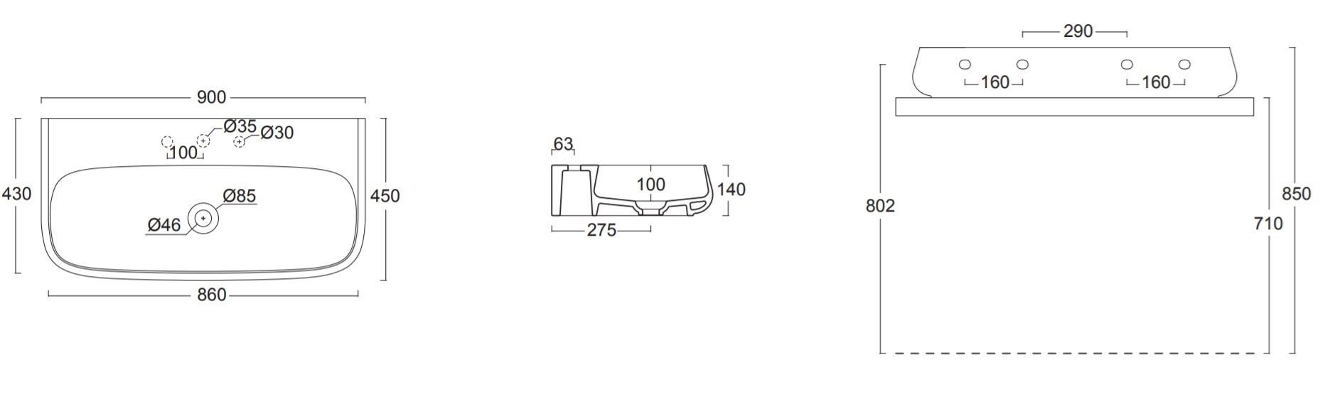Керамическая прямоугольная раковина Alice Ceramica NUR ARCH-00120680 - Вид №17
