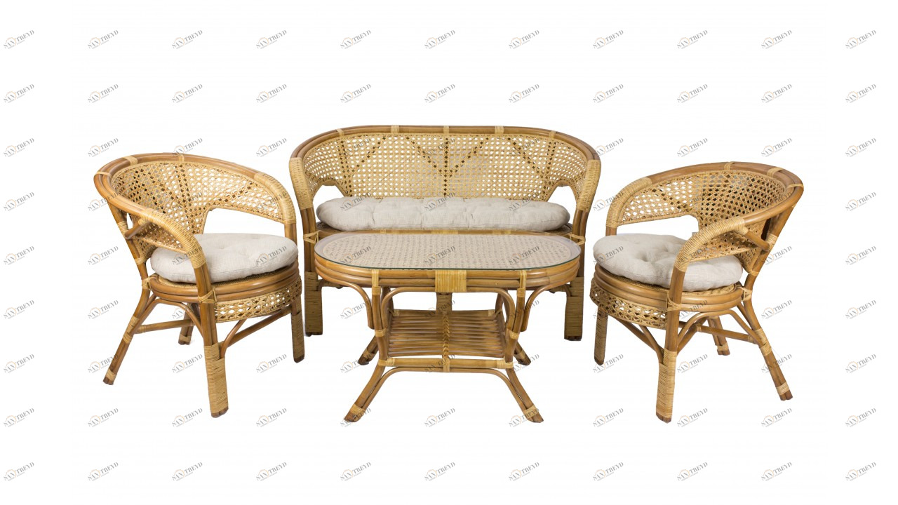 Мебель для дачи коричневая с зонтом на 4 персоны "Пеланги" IMPEX  040198 Бежевый 