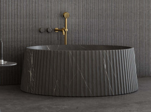 Серая мраморная круглая ванна
