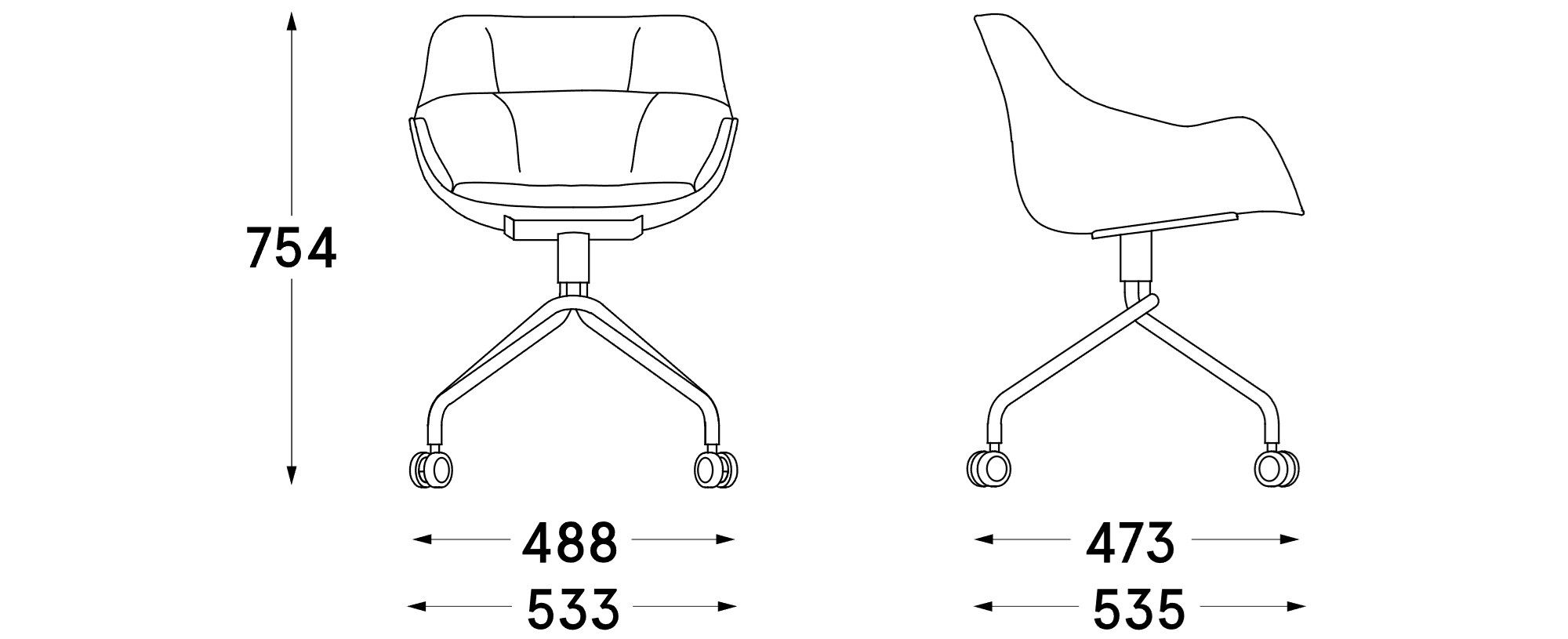 Тканевый поворотный стул с колесами MDD Baltic ARCH-00108014 - Вид №8