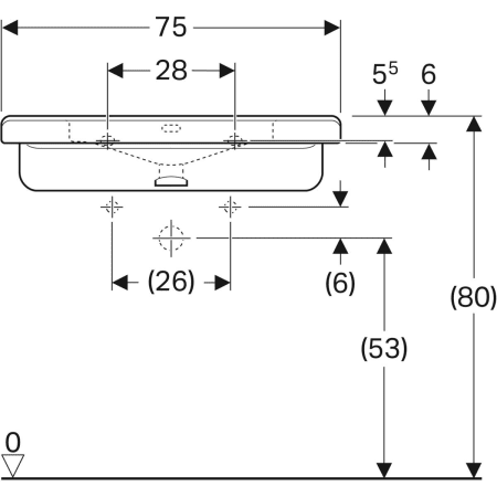 128666000 Раковина Geberit Renova Comfort Square, безбарьерная Geberit  - Вид №27