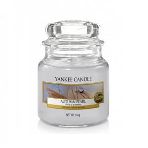 Свеча маленькая в стеклянной банке Осенняя жемчужина Autumn Pearl 104гр 25-45 часов YANKEE CANDLE  267922 Голубой