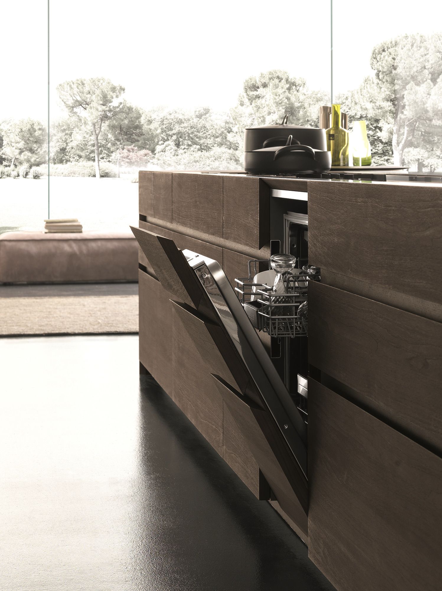 Кухня из нержавеющей стали и дерева с островом MODULNOVA Fly ARCH-00068193 - Вид №9