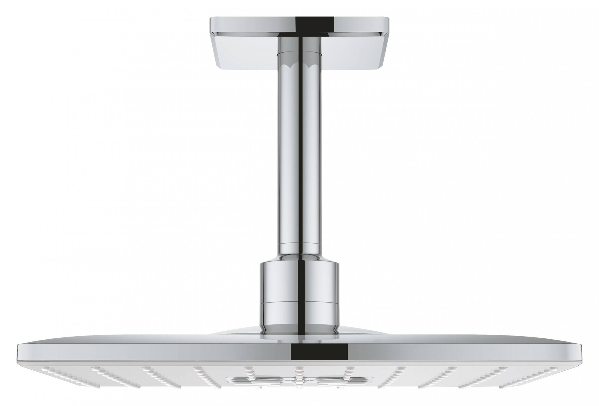 Верхний душ GROHE Rainshower 310 SmartActive Cube с душевым кронштейном 142 мм, 2 режима струи, белая луна (26481LS0)