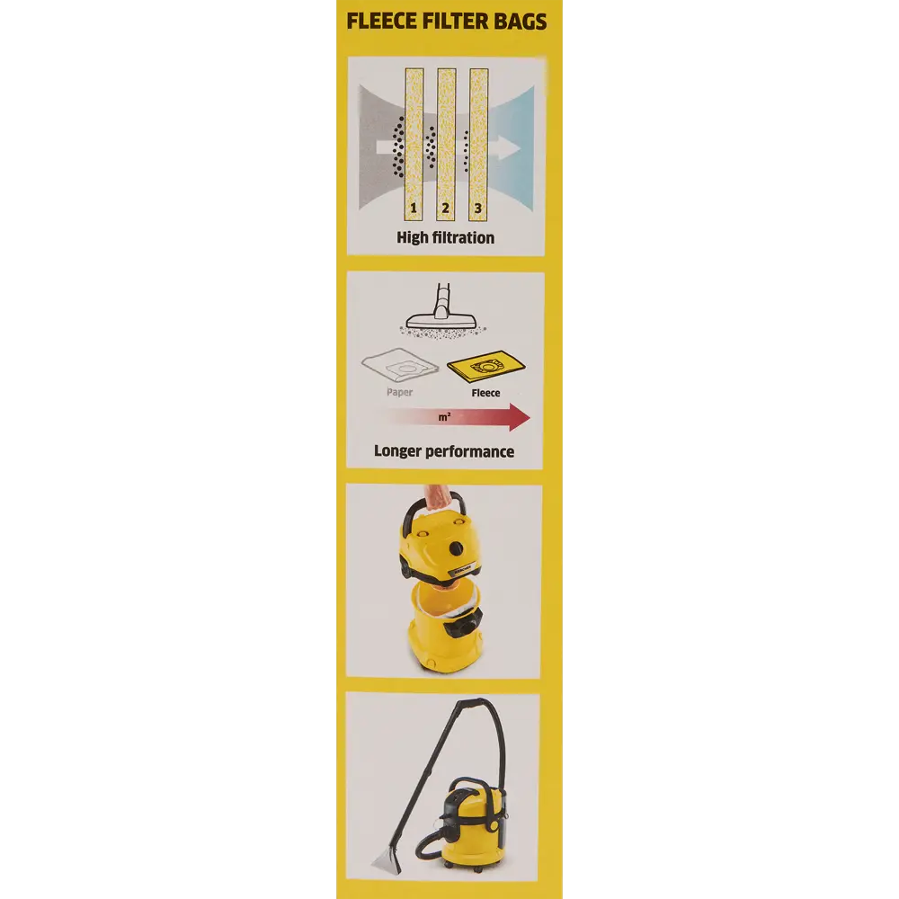 KARCHER Мешки для пылесосов WD 2 Plus/WD 3 - комплект 4 шт для эффективной уборки 83621726 STLM-0042904 - Вид №3