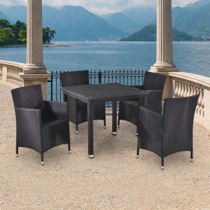 T246ST/Y189D-W5 Black 4Pcs Комплект плетеной мебели Afina