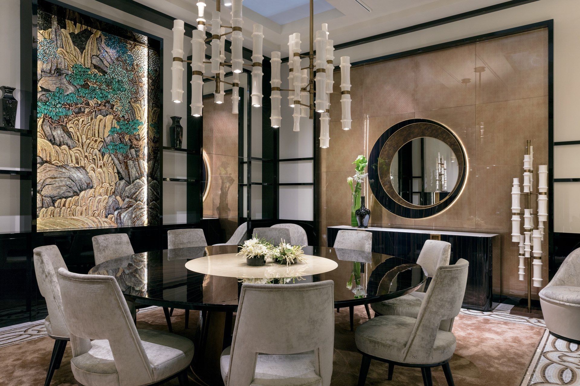 Круглый стол из дерева и стекла с Lazy Susan Sicis Коро ARCH-00133556 - Вид №3