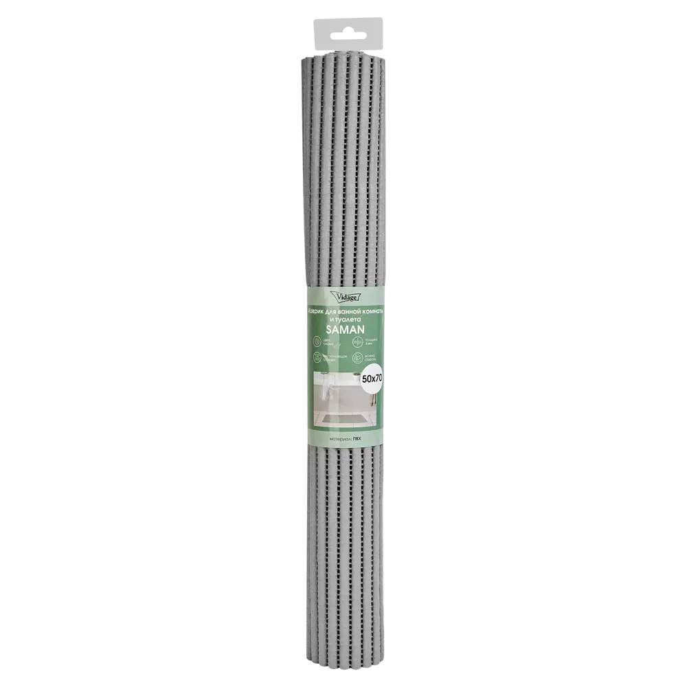 Коврик для ванной Vidage Saman 70x100 см цвет серый VASM08 STLM-2066564 - Вид №3