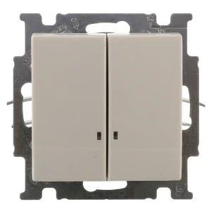 Выключатель встраиваемый ABB Basic 55 2 клавиши с подсветкой, цвет белый 13596325 STLM-2081416