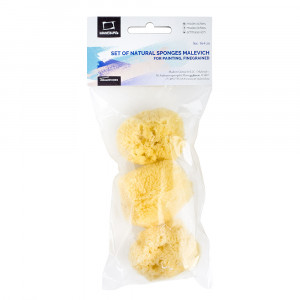 195032 Набор губок натуральных (спонж для красок) 6х4 см 22 см х 10 см х 4 см мелкозернистая Малевичъ
