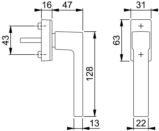 HOPPE Оконная ручка из алюминия на пластине sun-id-1464418 - Вид №1