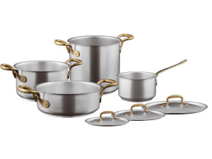 Батарея посуды из нержавеющей стали с крышкой с ручками