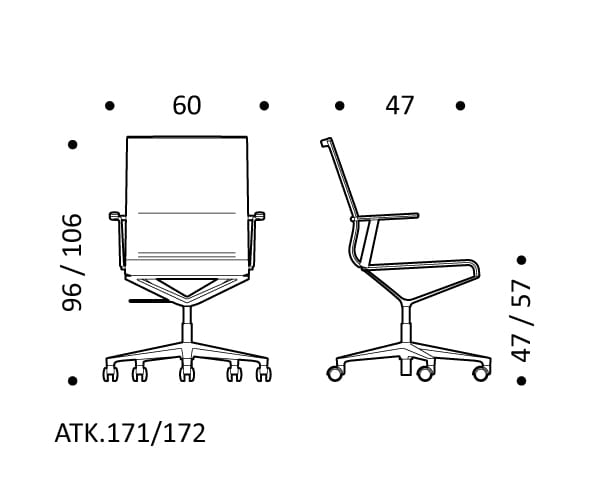 5 спиц подлокотник ткань поворотный операционный стул офис ICF Stick Chair ARCH-00098500 - Вид №7