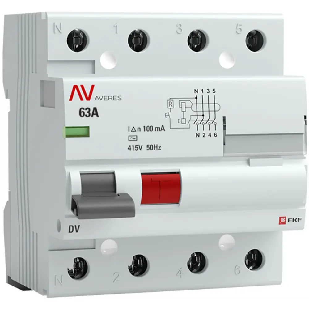 УЗО EKF Averes 4-полюсное 63А для комплексной защиты сети 84579907 STLM-0052265