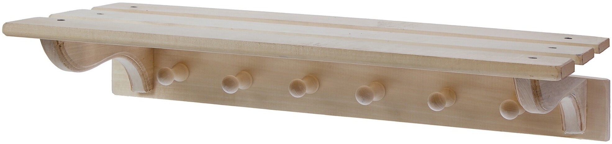 Santreyd Полка-вешалка из дерева с 6 крючками для ванной и бани 18850759