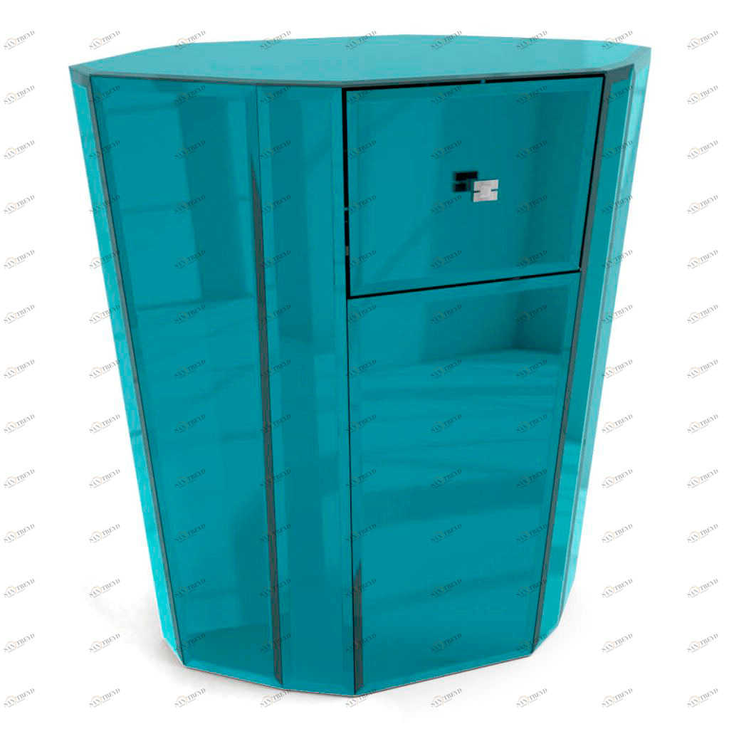 Тумбочка прикроватная зеркальная синяя с ящиком "Мистик" GRAUM  304070 Зеркальный;синий 