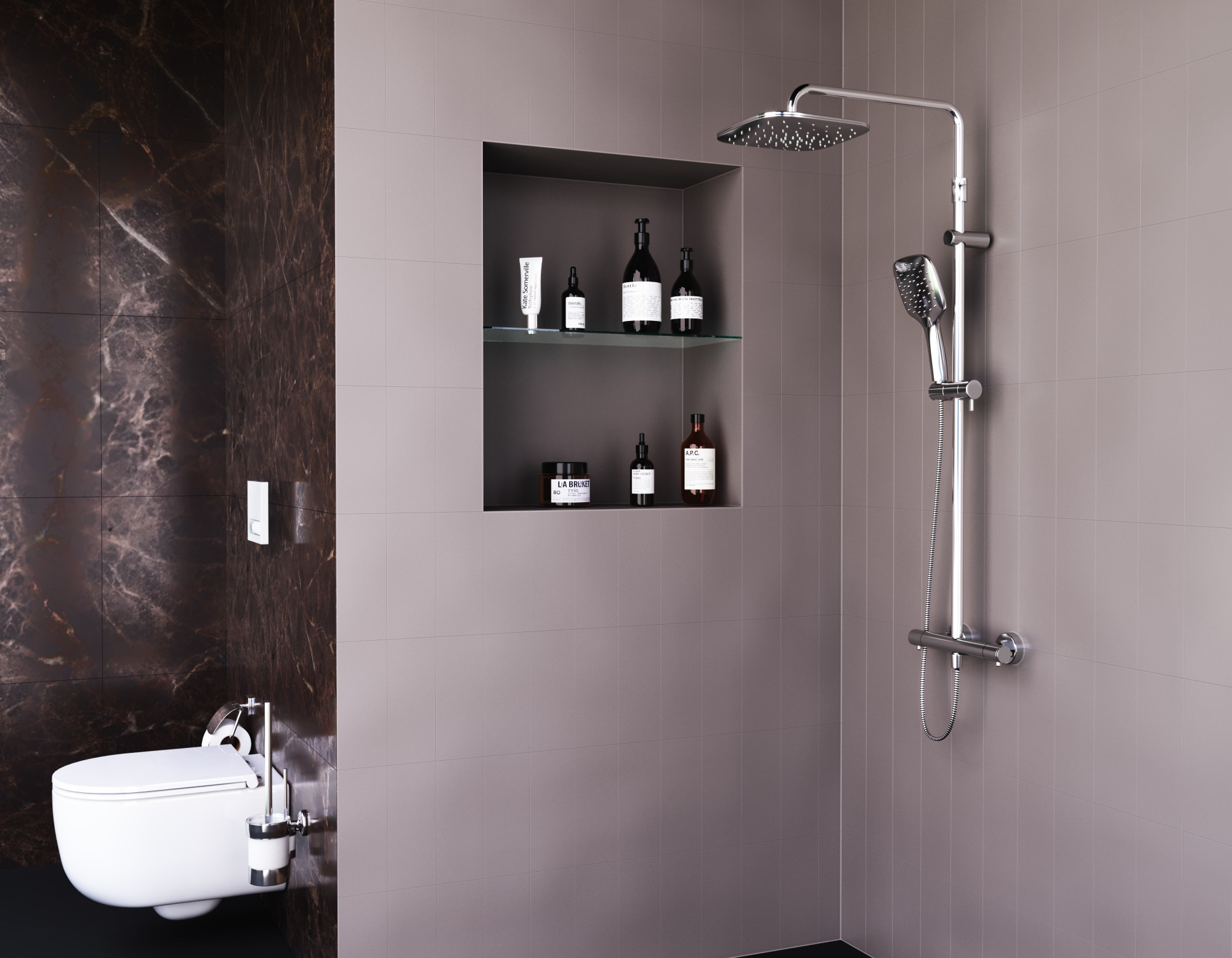 DX218092000 душевая система с ТМС для душа: верхний душ 230*230мм ручной душ 120мм 3 режим Damixa Option