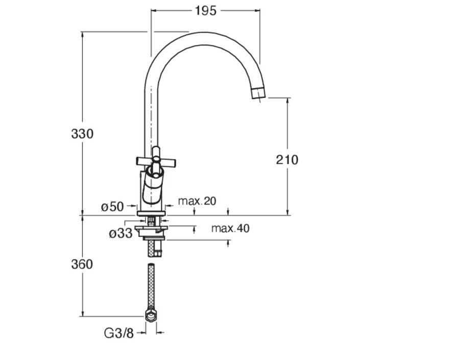 Однорычажный смеситель для кухни с поворотным изливом CRISTINA Rubinetterie кухня-современная коллекция ARCH-00141380 - Вид №2