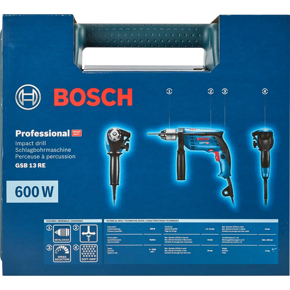 Дрель ударная сетевая Bosch Professional GSB 13 RE, 600 Вт 19387032 STLM-2193250  - Вид №12