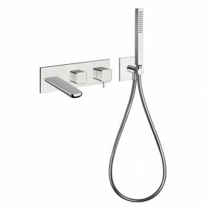 CRIKG102 Внешние части смесителя для ванны / душа для CRICS100 (правая сторона) - CRICS101 (левая сторона) с переключателем на 2 выпускных отверстия, гибким шлангом LONG LIFE, ручным душем из латуни с защитой от известкового налета и металлической пластин