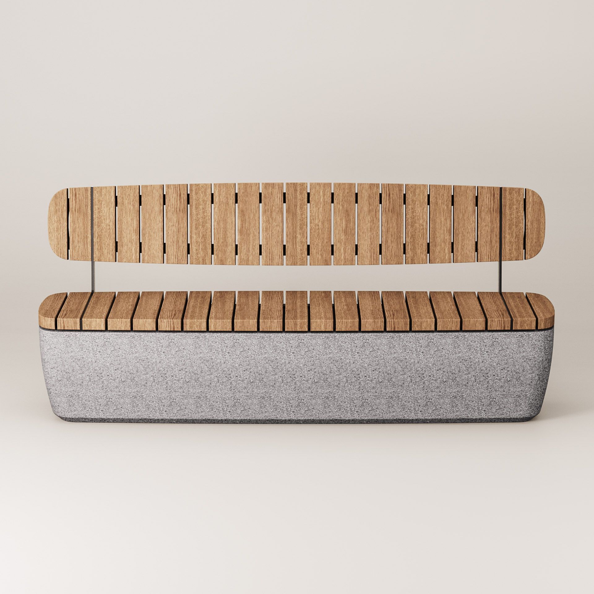 Бетонная и деревянная скамья со спинкой Kremen ARCH-00147114 - Вид №4